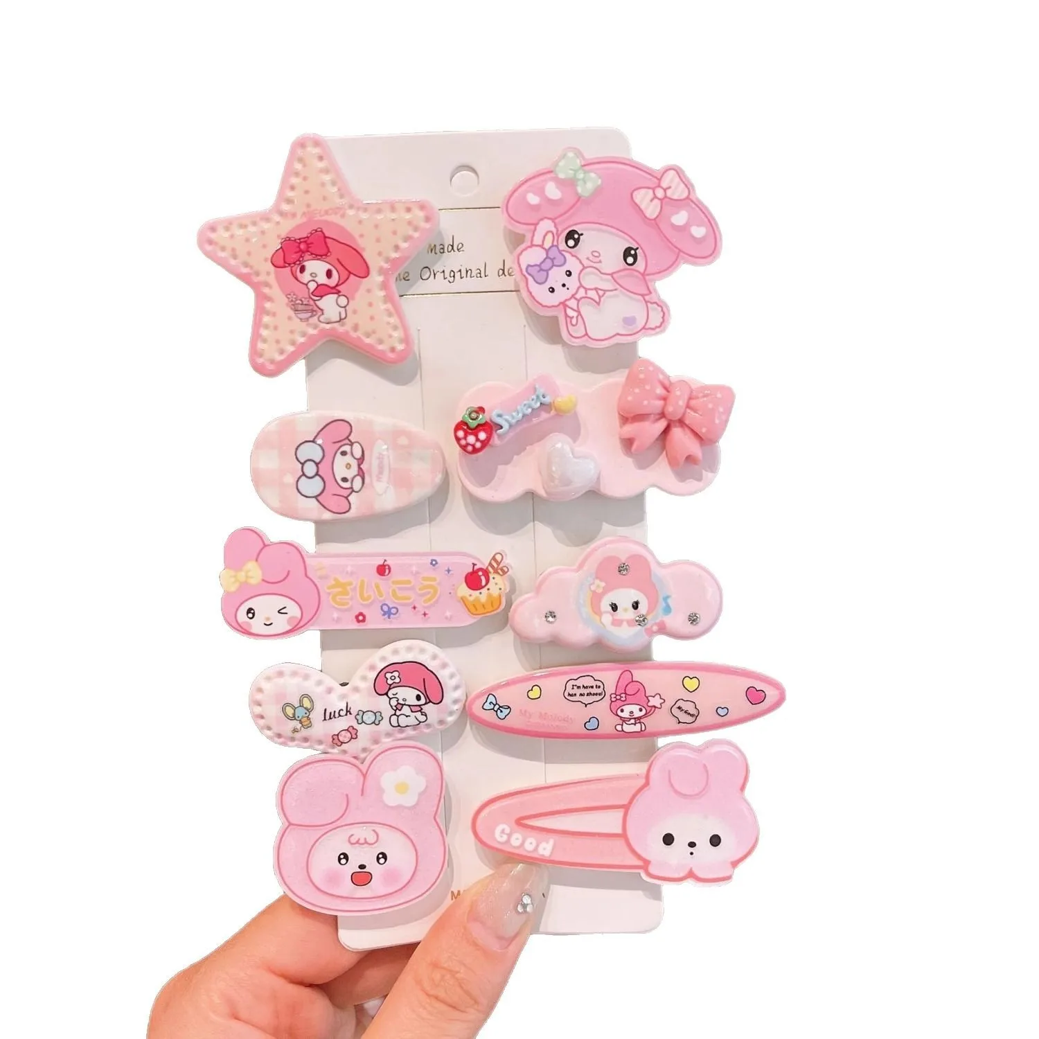 

Набор из 10 милых и милых заколок для волос Sanrio для малышей и детей, модные заколки для волос Kawaii для девочек, подарок на праздник и день рождения