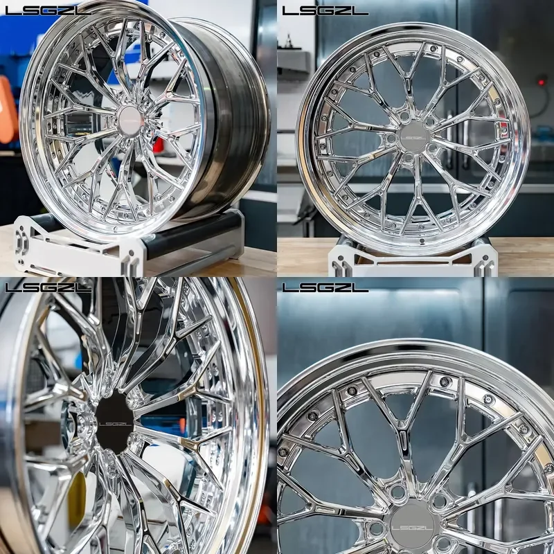 

i Full Chrome Shinny 3/pieces Forged Wheels19 20 21 22 24 26 Inch Wheels 5x114.3 5x112 5x130 Car Wheel for