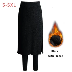 Women Culottes Leggings Warm Winter Tights Thermal Skirt One Piece Pants Fleece Leggins Sweatpants Plus Size Clothes Leg Warmers