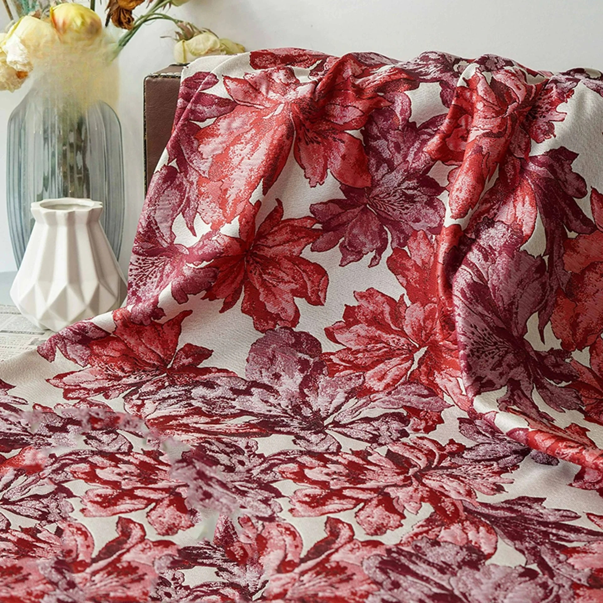 

Floral Gold Silk Brocade Jacquard Fabric Retro Suit Dress Vest Bag Handmade Diy Sewing Fabric