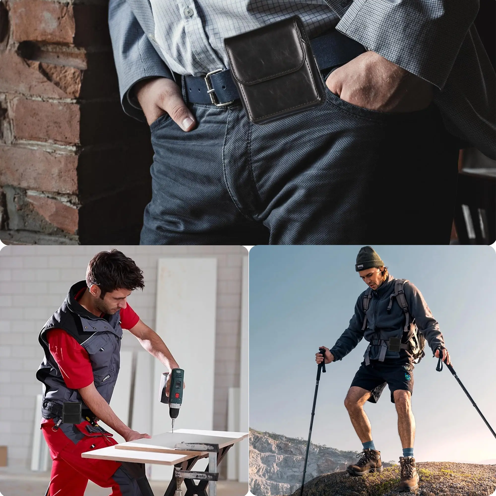 Folding phone waist bag phone protective case, leather bag with belt clip, suitable for lamb pattern folding screen.zwq