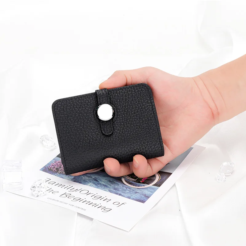 Genuine Leather Card Holder High Quality Women\'s Wallets and Purses 2022 New Fashion Female Hasp Solid Cash Pocket Money Bag