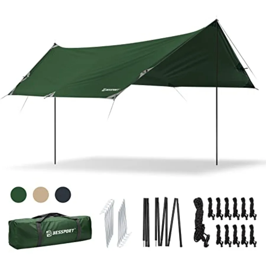 

Camping Tarp, 16×9.8FT with 2 Poles, Lightweight Car Awning Sunshade, Portable Multifunctional Backpacking, PU 3000mm Waterproo