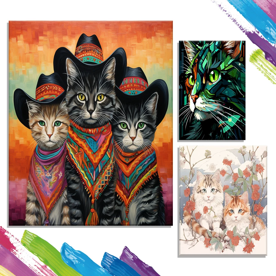 

GATYZTORY Painting Paints By Numbers For Drawing Animals cat Handmade Coloring For Adults Diy Crafts Acrylic Wall Decororation