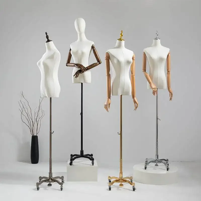Clothing store model props female half body high-end universal wheel dummy table wedding dress window model display stand body