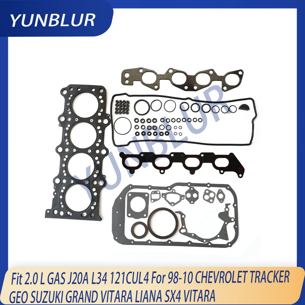 J20A L34 121CUL4 Engine Parts Full Gasket Set Fit 2.0 L GAS For 98-10 CHEVROLET TRACKER GEO SUZUKI GRAND VITARA LIANA SX4 VITARA