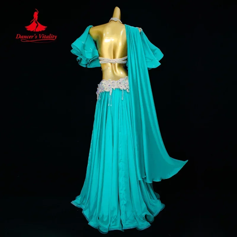 Bellydance Set High-end Customize Pearl AB Stones Bra+Wrapped Hips Long Skirt Dancer's Vitality Adult&Child Performance Clothing