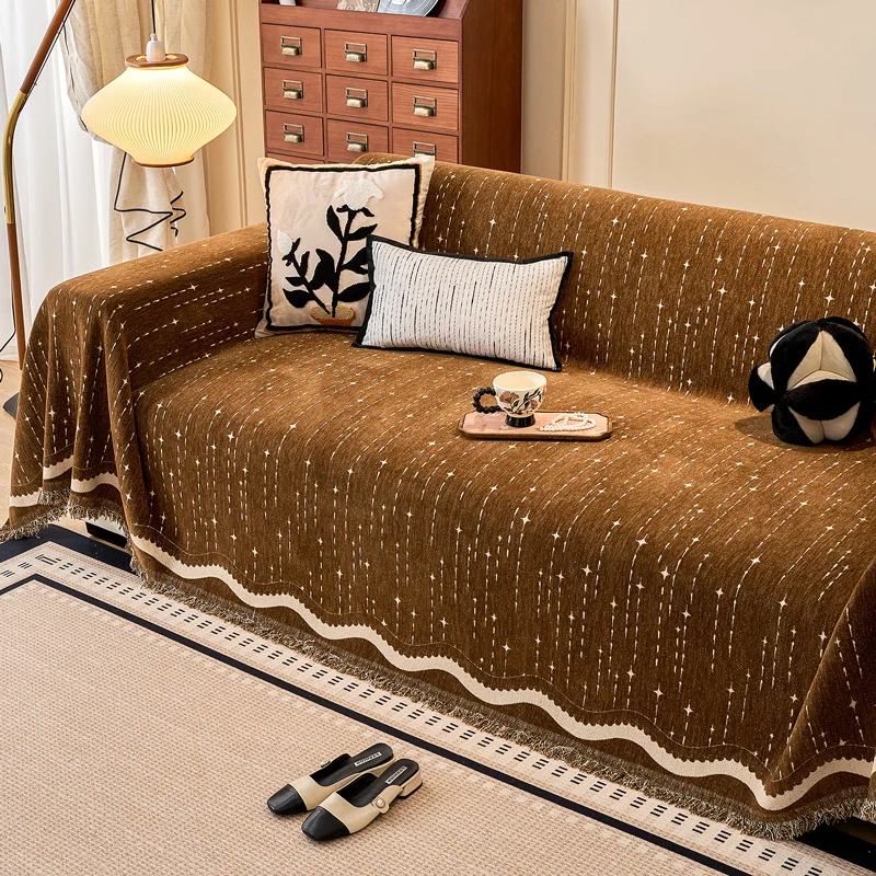 

1 шт. утолщенное одеяло из синели для дивана в стиле ретро, полотенце для дивана, всесезонное нескользящее полотенце для диванов, подушка для диванов, скатерть для гостиной