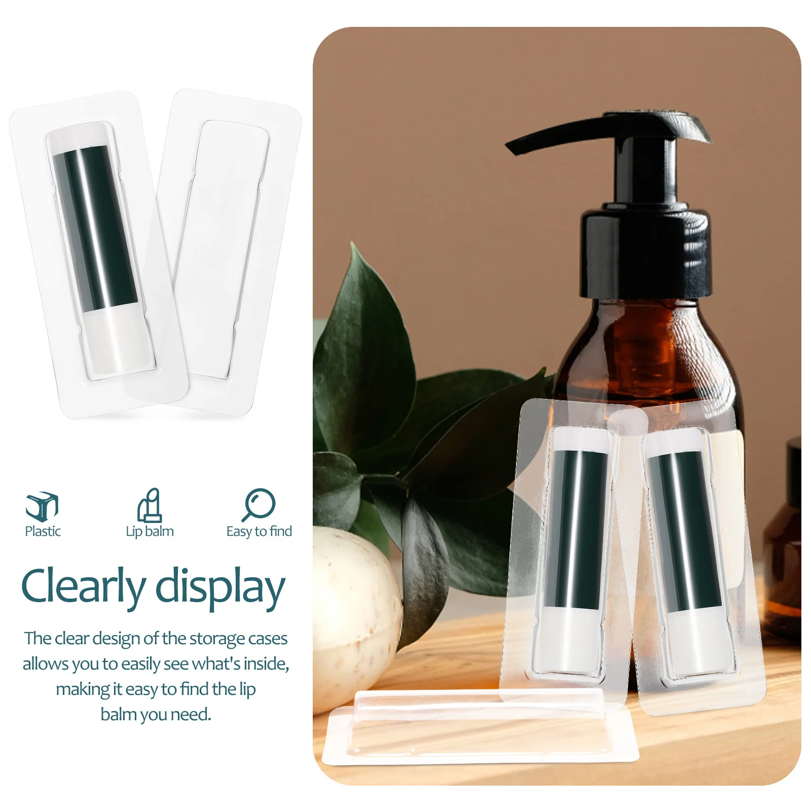 Soporte transparente para bálsamo labial, contenedor transparente para manualidades Diy, almacenamiento de dinero, tarjetas de plástico, cúpulas, estuche para brillo de labios, 40 Uds.