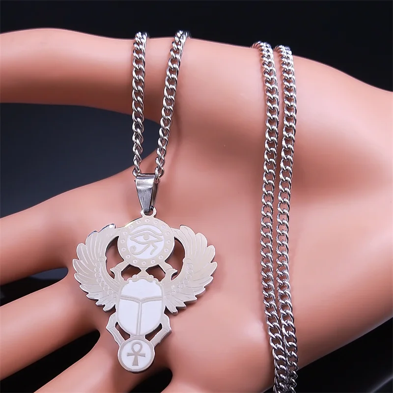 سكراب عين حورس عنخ قلادة الفولاذ المقاوم للصدأ للنساء المصريين القدماء آلهة مفتاح الحياة القلائد مجوهرات هدايا N2336S03 #4