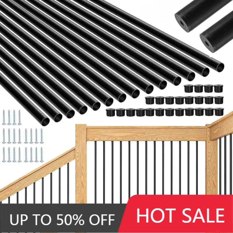 Outdoor Stair Railing Renovation Ramp Balustrades Metal External Corridor Handrails Side Mounting Ramp Tube Stairs Accessories