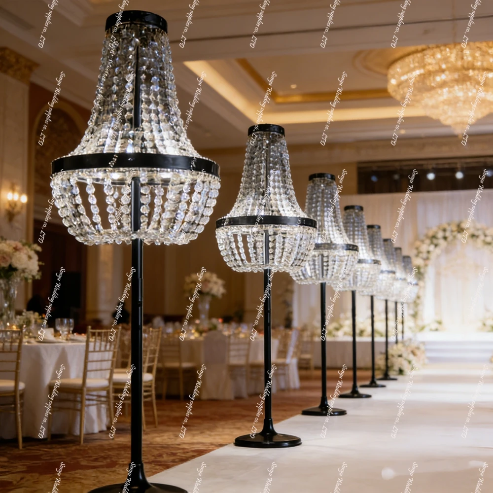 

10 шт. акриловых золотых светильников-фонарей для оформления свадебной сцены, без регулировки высоты, круглые подставки для декора зала на вечеринку