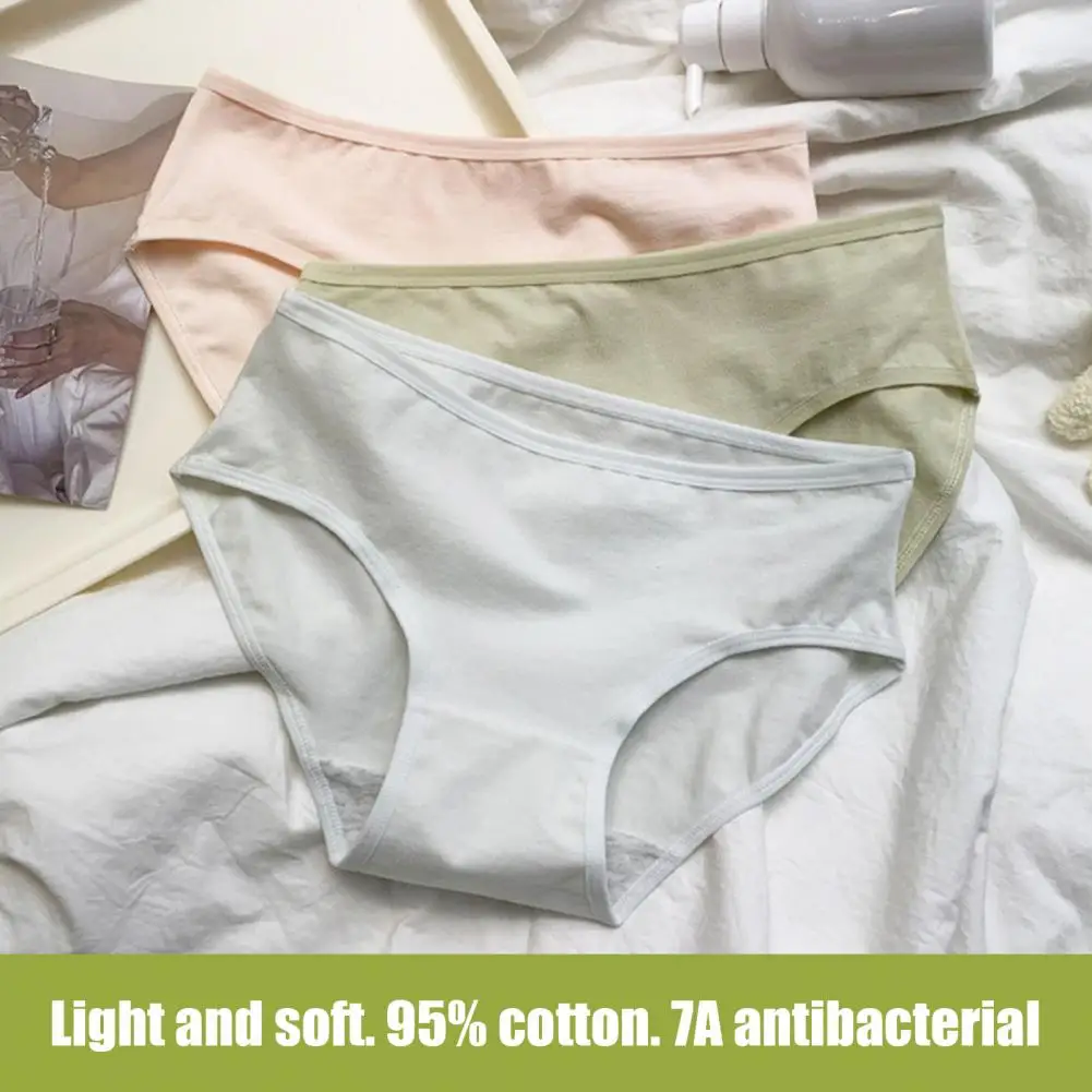 Women's Cotton Underwear Mid Waist Full Coverage Stretch Briefs Breathable Hipster Ladies Panties