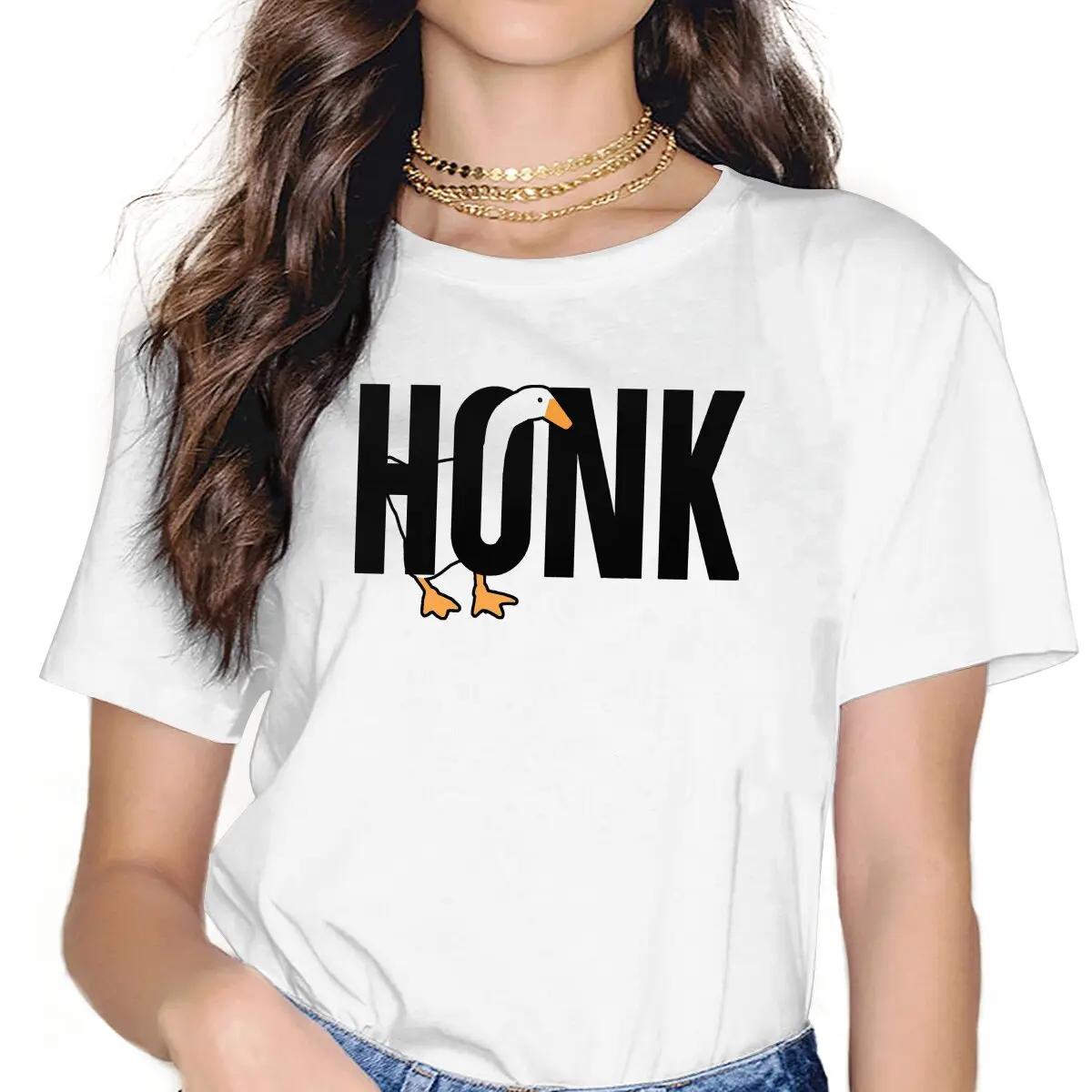 

Untitled Goose Game Funny Honk T Shirt Graphic Women's Tees Summer Harajuku O-Neck Polyester TShirt