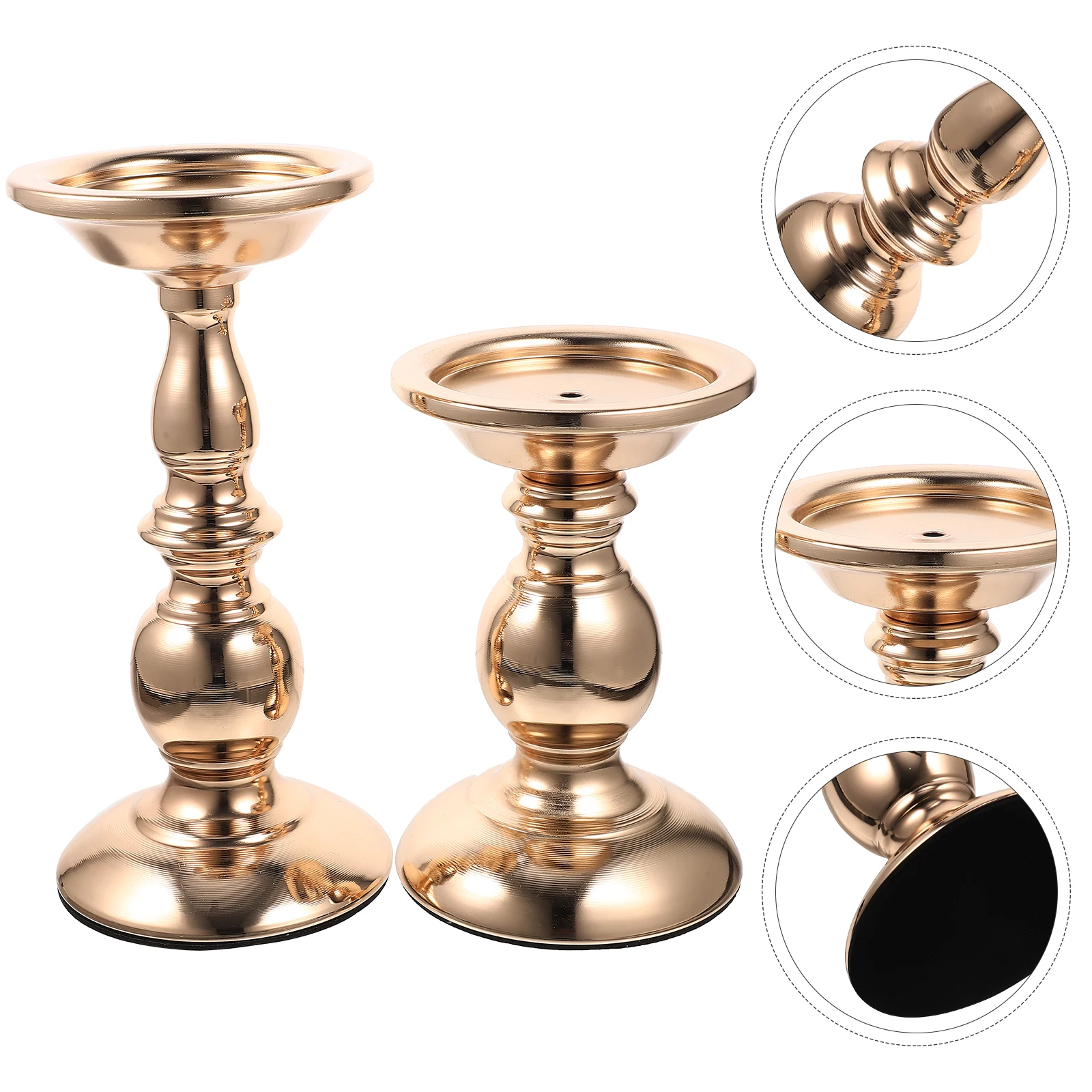

2 Pcs Vintage Candlestick Holder Iron Home Decor Conical Festival Scene Wrought