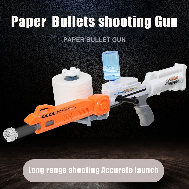 Children Toilet Paper Emitter Roll Paper Gun Wet Wipes Toilet Paper Gun Toy For Children Handheld Shooting Toy Chasing Toys