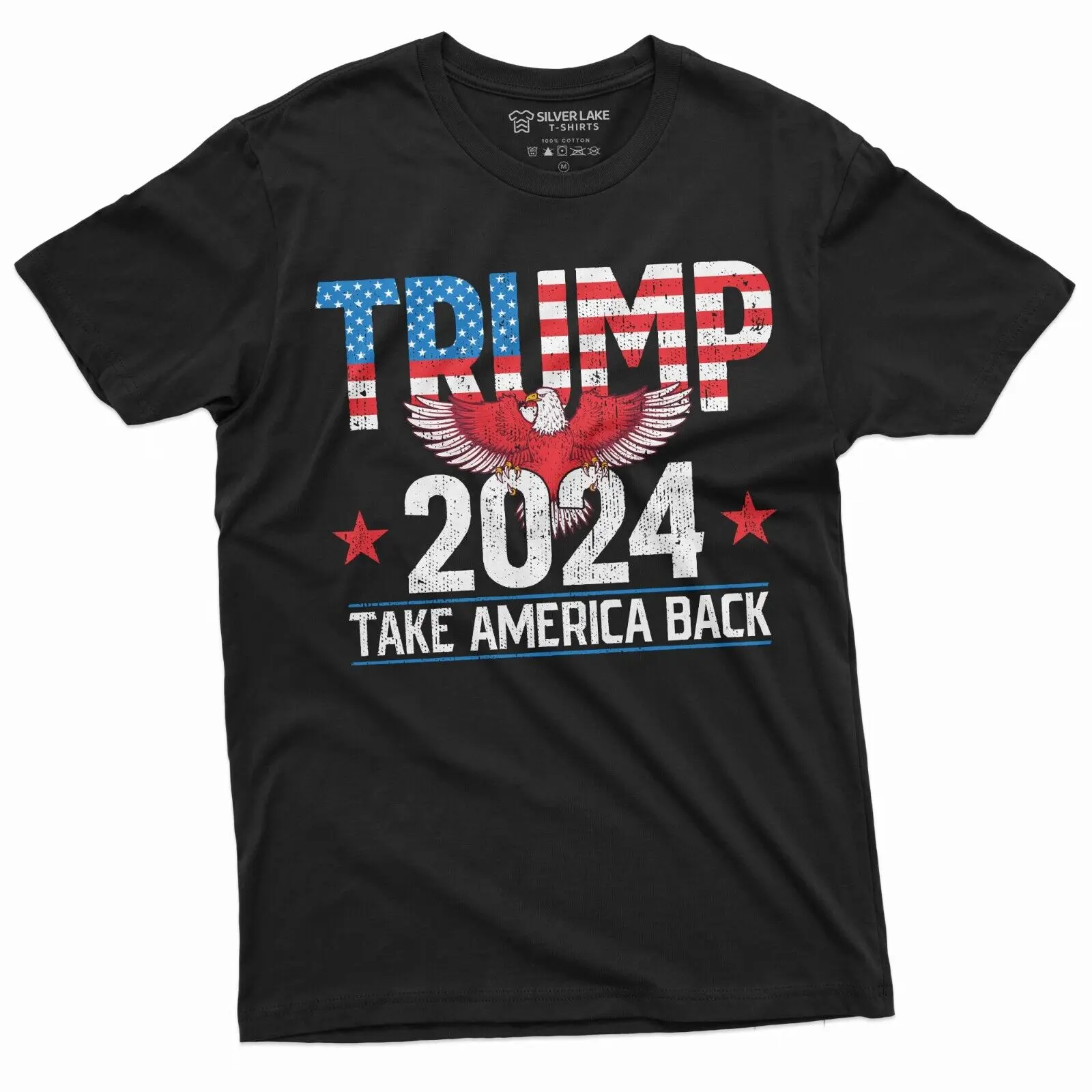 

Рубашка с принтом Трампа 2024, футболка с принтом американского Орла и флага