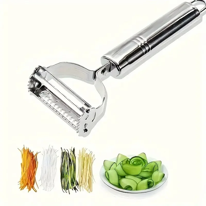 Professional Dual Function Peeler, Stainless Steel Kitchen Tool for Peeling and Shredding, Compact 6.89 Inch, with Hanging Loop