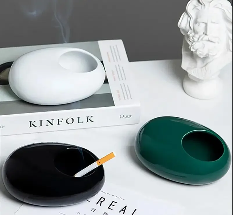 

Pure Color Ceramic Ashtray Coffee Table Ash Tray Storage Box Decorative Smoking Accessories Decoration Ornaments