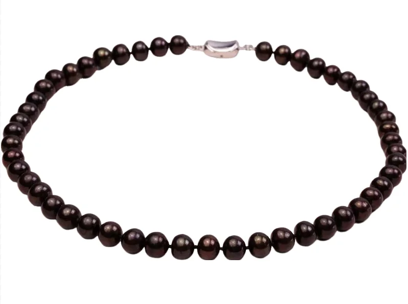 

Terisa Pearl Jewelry Classic 9-10mm AA Dark-brown Flat Cultured Freshwater Pearl Necklace for Women T-FPN123