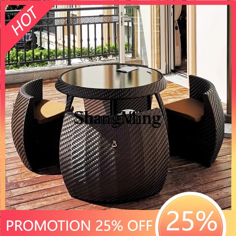

FG table and chair courtyard rattan villa garden terrace leisure homestay creative outdoor table and chair combination