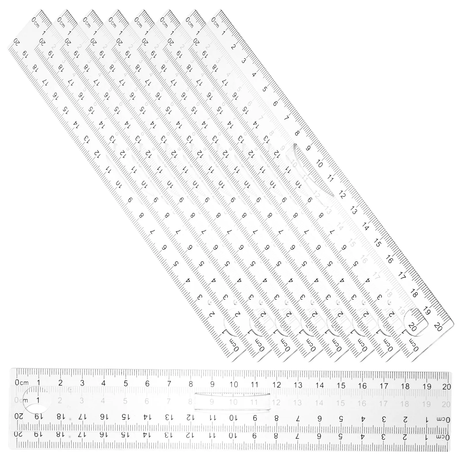 

20 Pcs Magnifying Ruler 20cm Transparent Plastic Straight Measuring Tool for Office Teaching Student Stationery