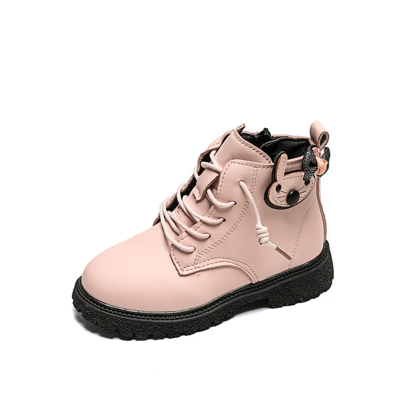 Kids Fashion Leather Boots New 2023 Autumn Winter Children\'s Waterproof Non-slip Cute Princess Ankle Boots Girls Casual Shoes