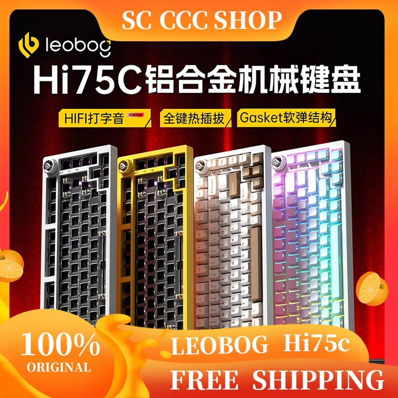 

LEOBOG Hi75C Mechanical Keyboard 3Mode/Wired kit Hot Swap With Knob RGB Aluminium Alloy Gasket Hi75C Keyboard Kit PC Custom Gift