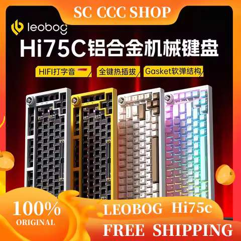 LEOBOG Hi75C Mechanical Keyboard 3Mode/Wired kit Hot Swap With Knob RGB Aluminium Alloy Gasket Hi75C Keyboard Kit PC Custom Gift