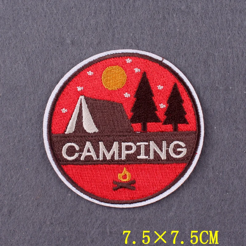 Camping Patch Iron On Patches On Clothes Stripes Vacation Patches For Clothing Stickers DIY Travel Hook Loop Badges On Backpack