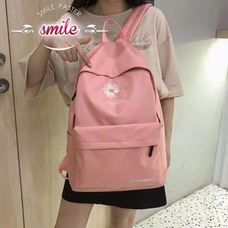 Bolsa escolar para meninas adolescentes, Mulheres Impressão Bookbags, Mochila de estudante médio, Grandes flores bonitas pretas, Nylon Bagpack