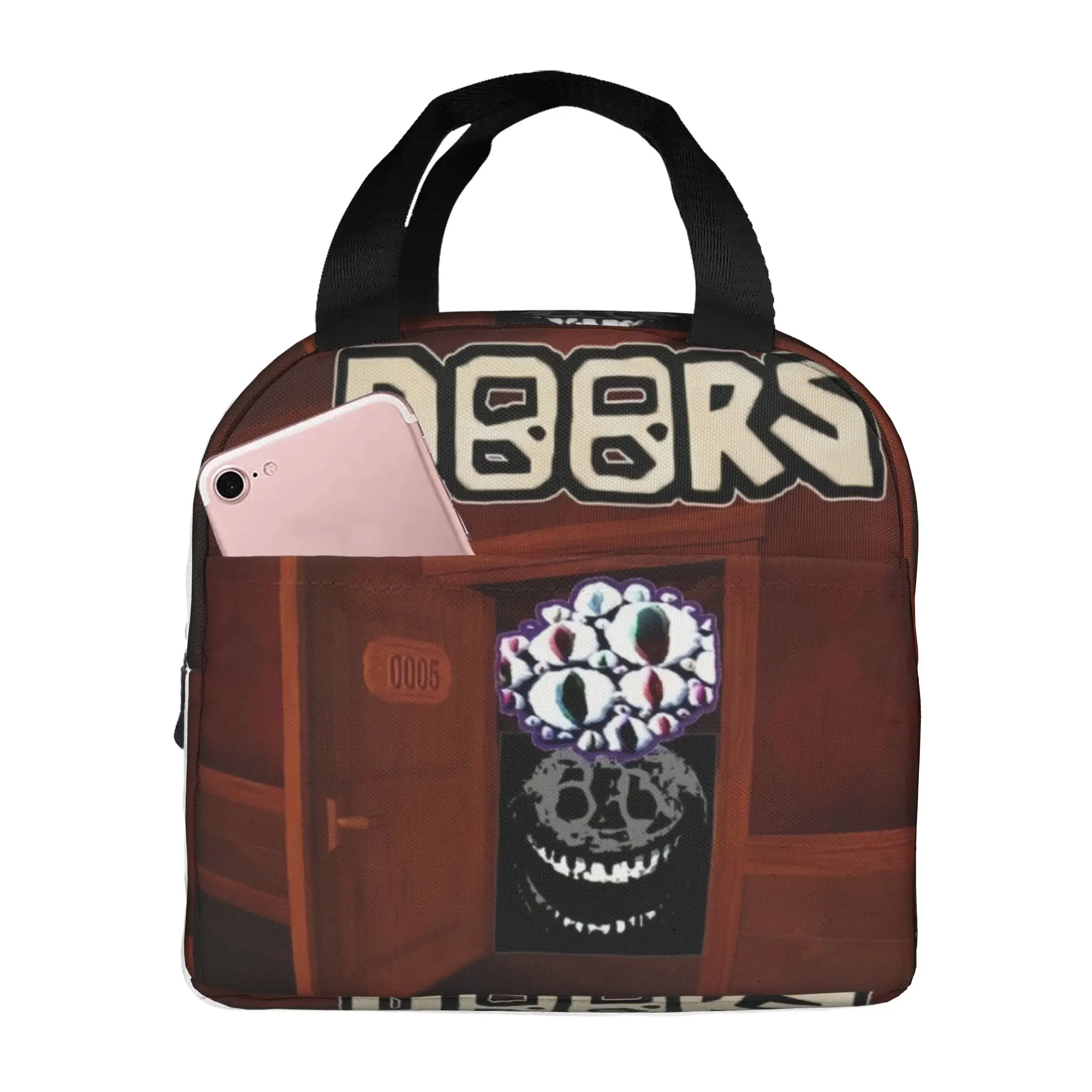 Cartoon Doors Game  Insulated Lunch Bag for Women Resuable Anime  Thermal Cooler Lunch Box Office Work School