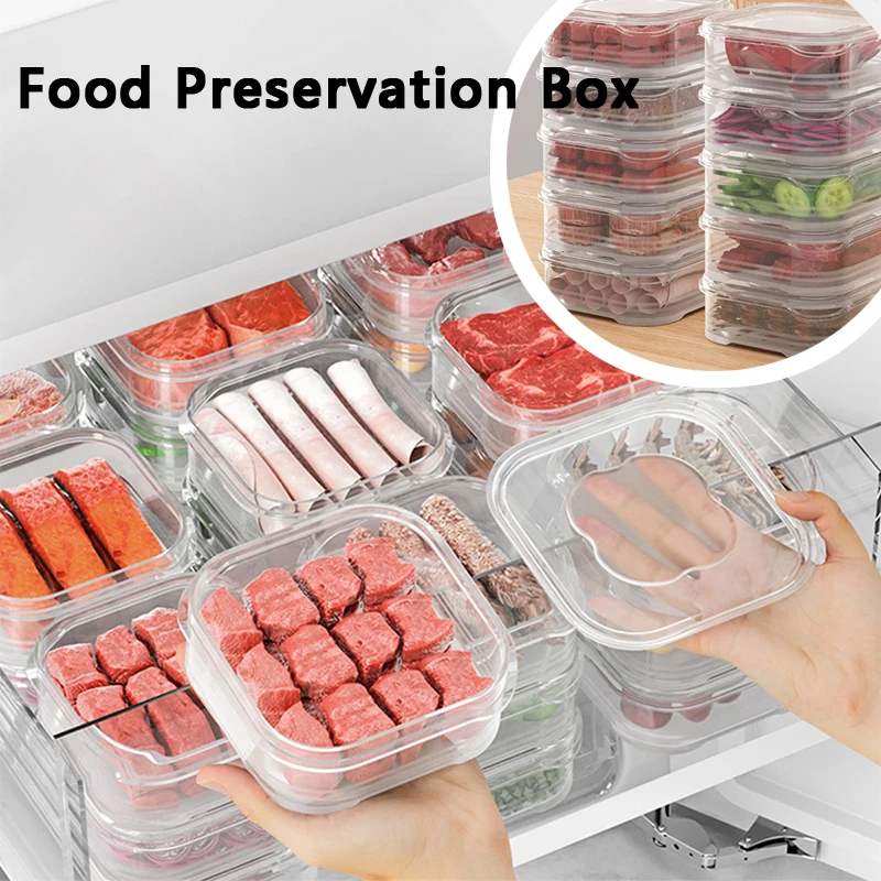 

Refrigerator Frozen Food Preservation Box Transparent Freeze Meat Vegetable Fresh-Keeping Storage Container with Lid