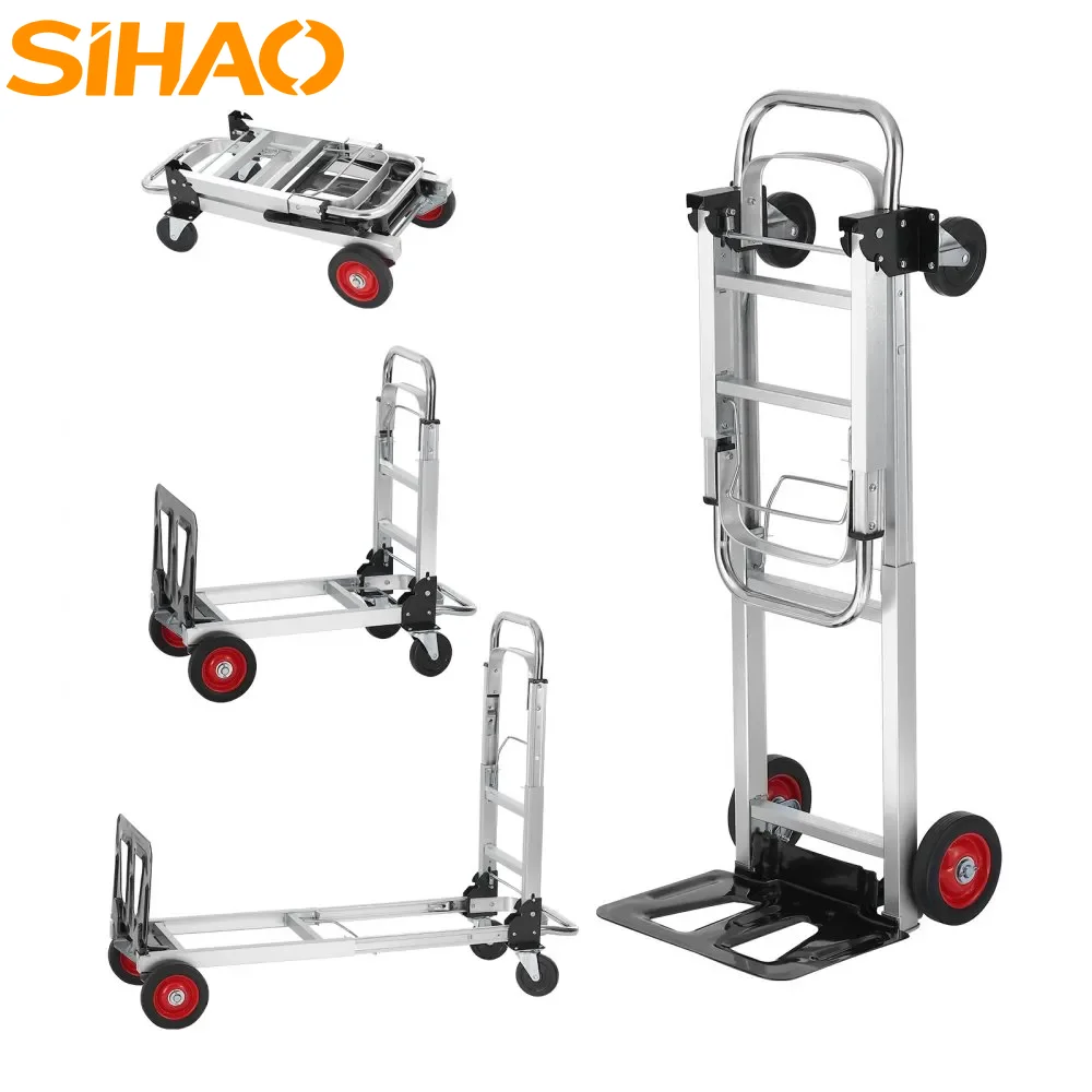 Camión de mano plegable SIHAO, carrito ligero de 400 libras con ruedas, carrito de utilidad de equipaje plegable para transporte en almacén en movimiento