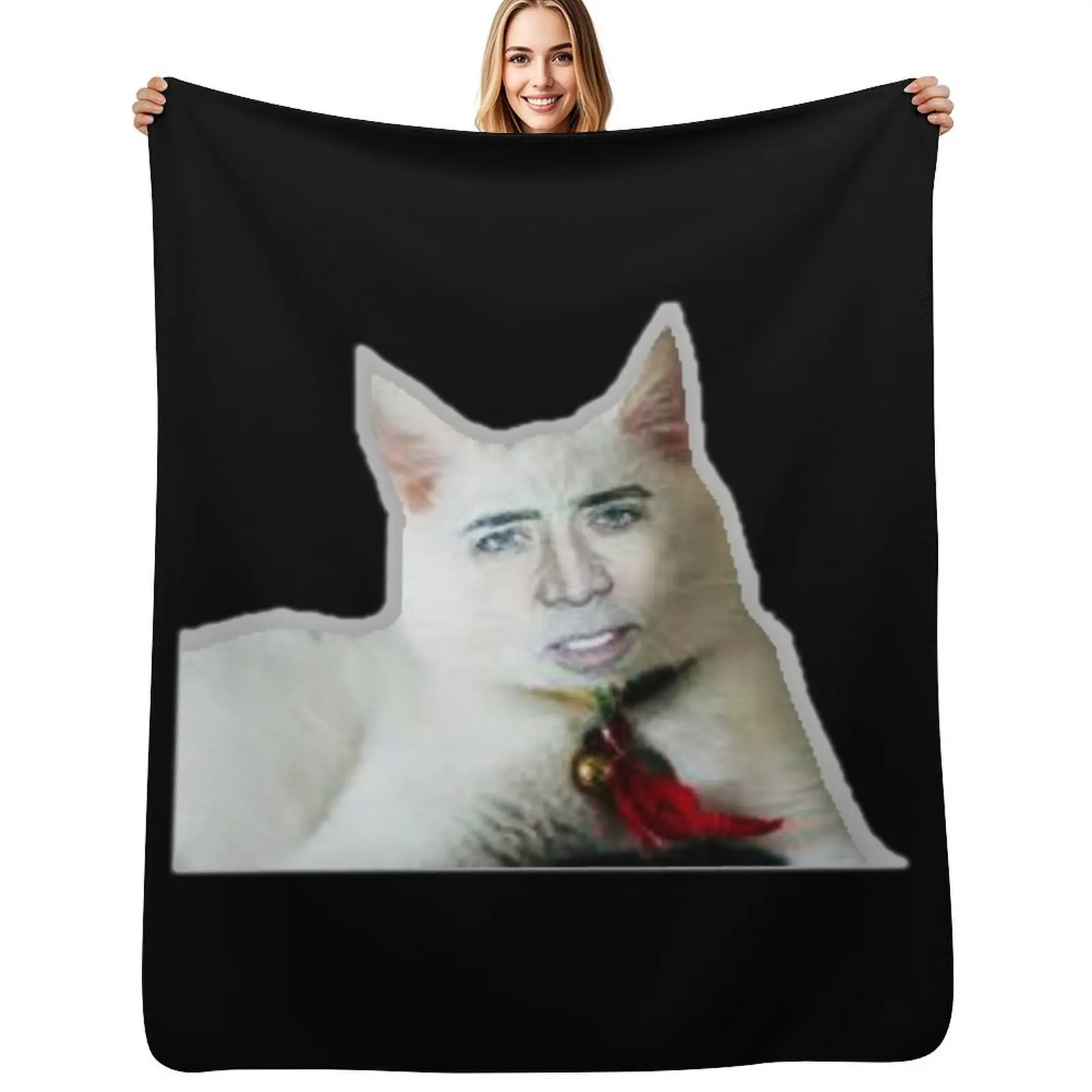 

Nicolas Cage as Cat - Nicholas Cage - Nick Cage - Nic Throw Blanket Warm Comfortable Blanket for Office Napping