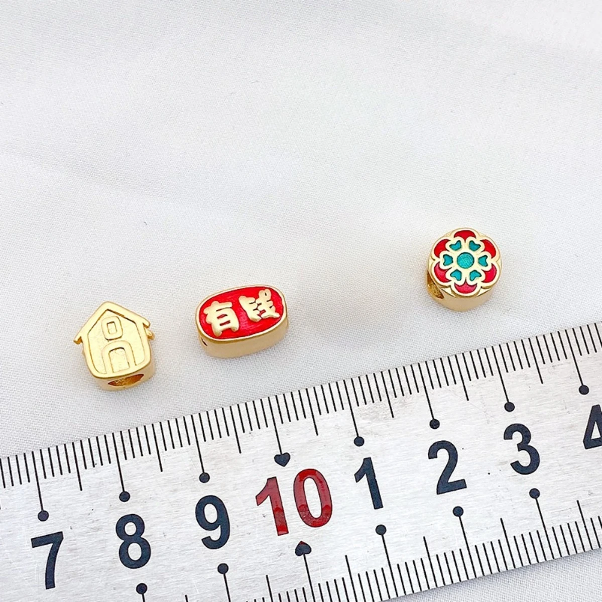Gold Tone Large Hole Blessing Character Ruyi Spacer Loose Beads DIY Crystal Bracelet Pearl Necklace Beading Findings ****