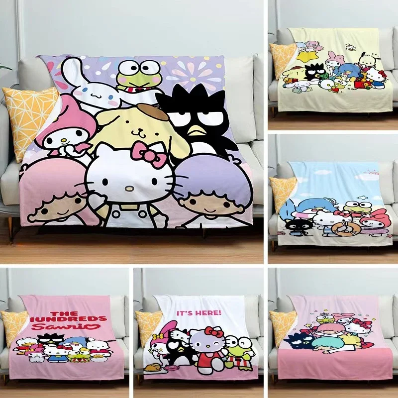 

Kawaii Sanrio HelloKitty room decor Plush Blankets Sofa Air Condition Sleeping Cover Bedding Throws Bedsheet Kids Christmas Gift