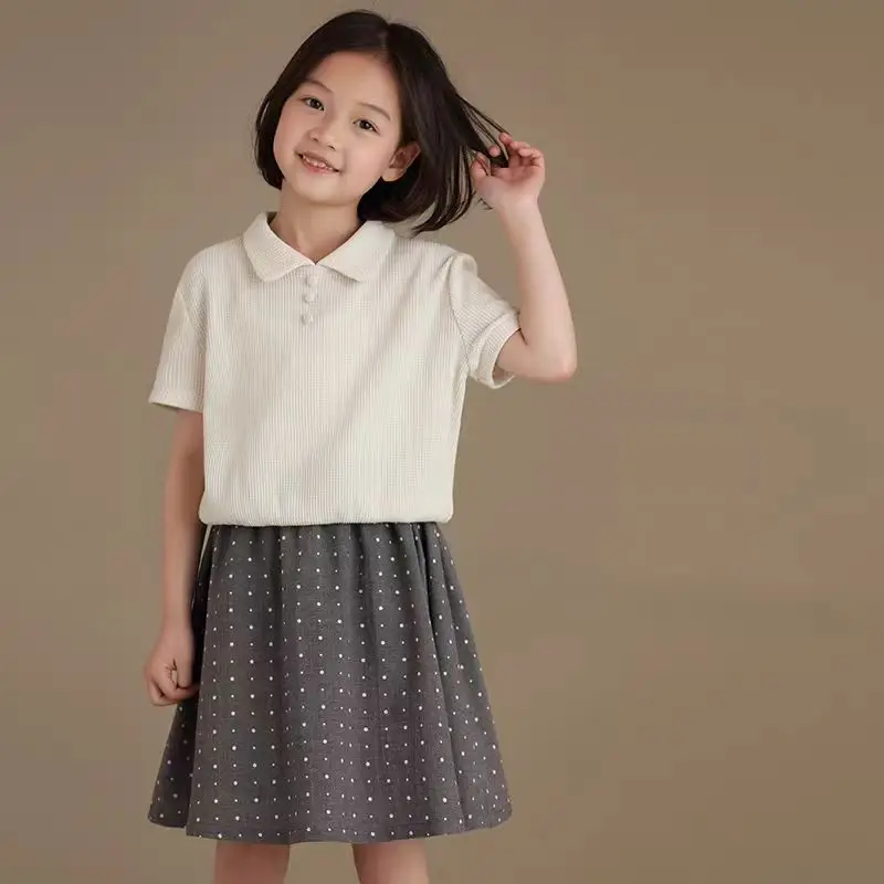 

Children's Clothing Summer Baby Girl Polo Knitted Short Sleeved T-shirt Casual and Fashion Kids Outwear All-match Shirt