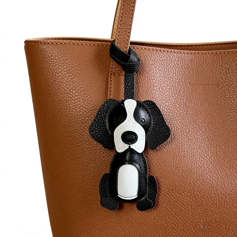 

Cute Border Collie Dog Keychain Leather Pendant Car Bag Hanging Ornament Lovely Puppy Key Ring Purse Backpack Charm Accessories