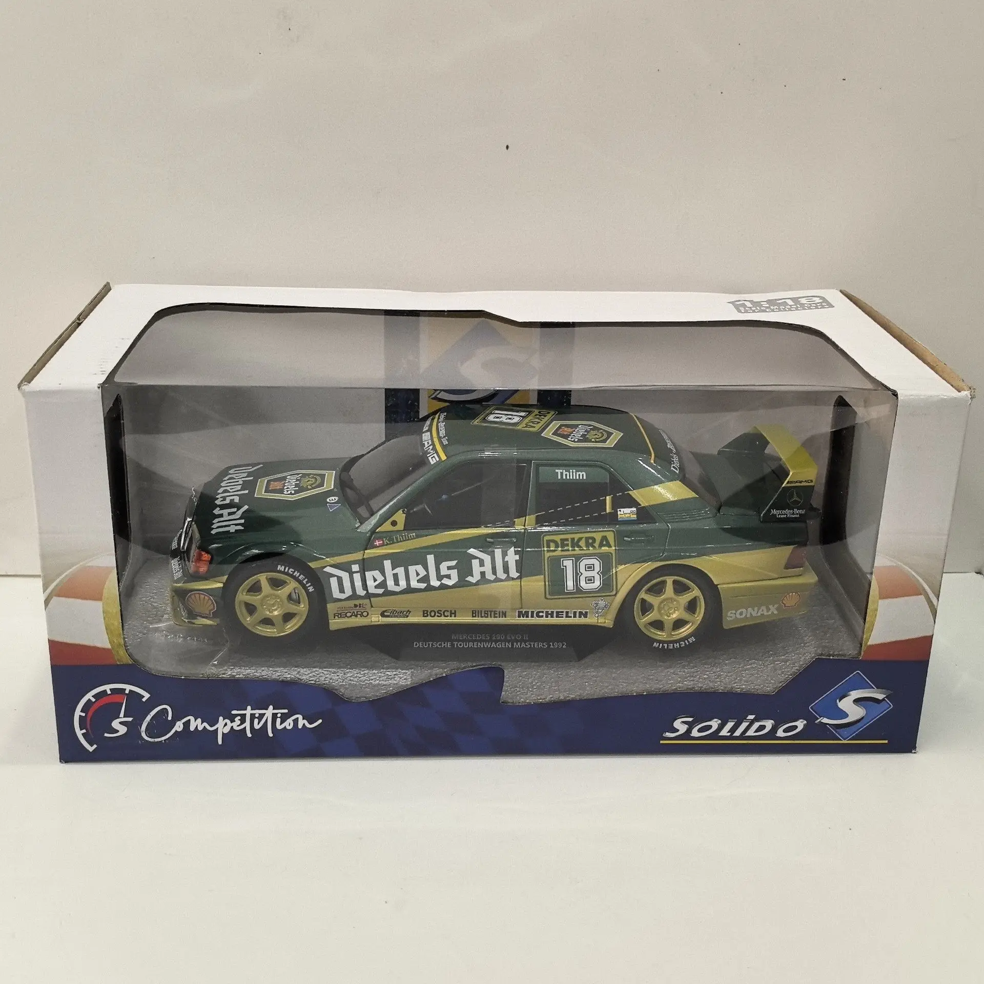 

Diecast SOLIDO 1/18 Scale BENZ 190E EVO II #18 1992 T1 Alloy Car Model
