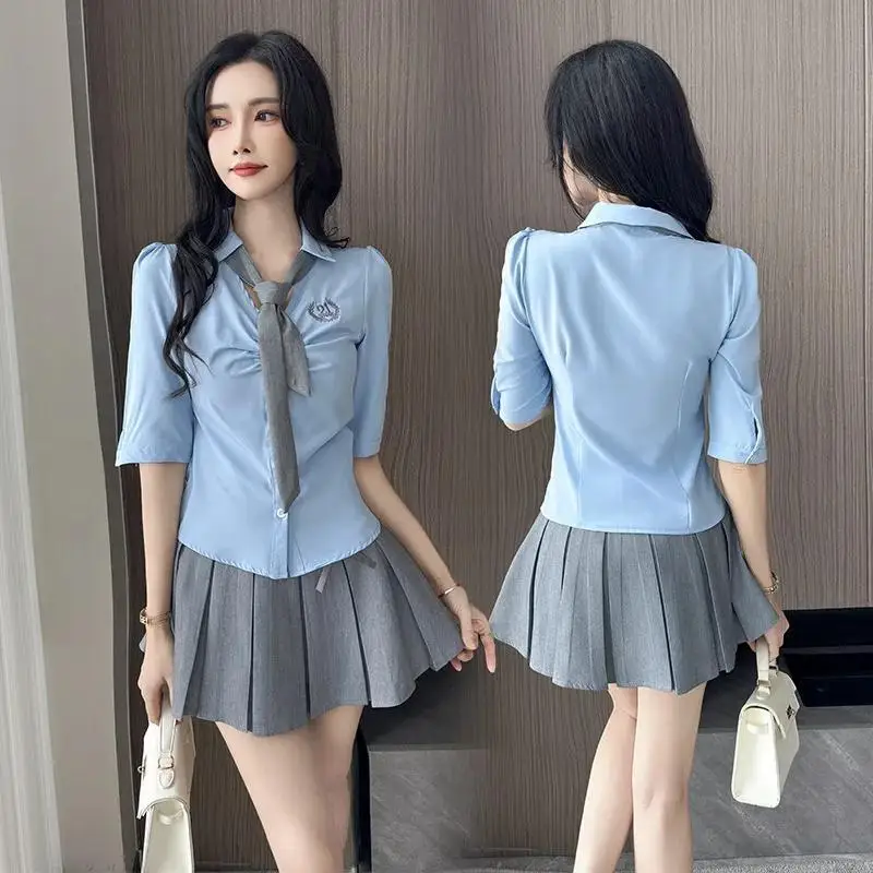 Woman Work Clothes Shirt Short Skirt Suit Hotel Waiter Beauty Salon Spa Massage Nail Cafe Foot Bath Technician Overalls Uniform