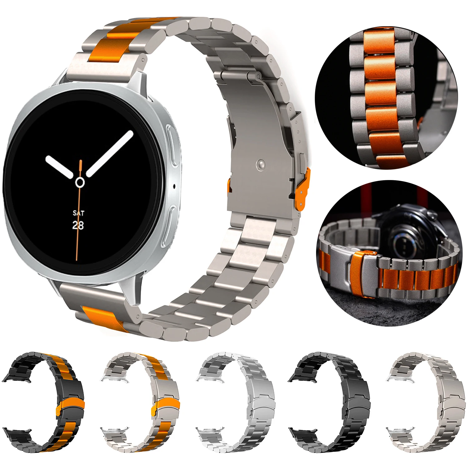 

Роскошный ремешок из нержавеющей стали для Samsung Galaxy Watch 8, 44 мм, 40 мм, деловой браслет для Samsung Galaxy 8, классический металлический ремешок 46 мм