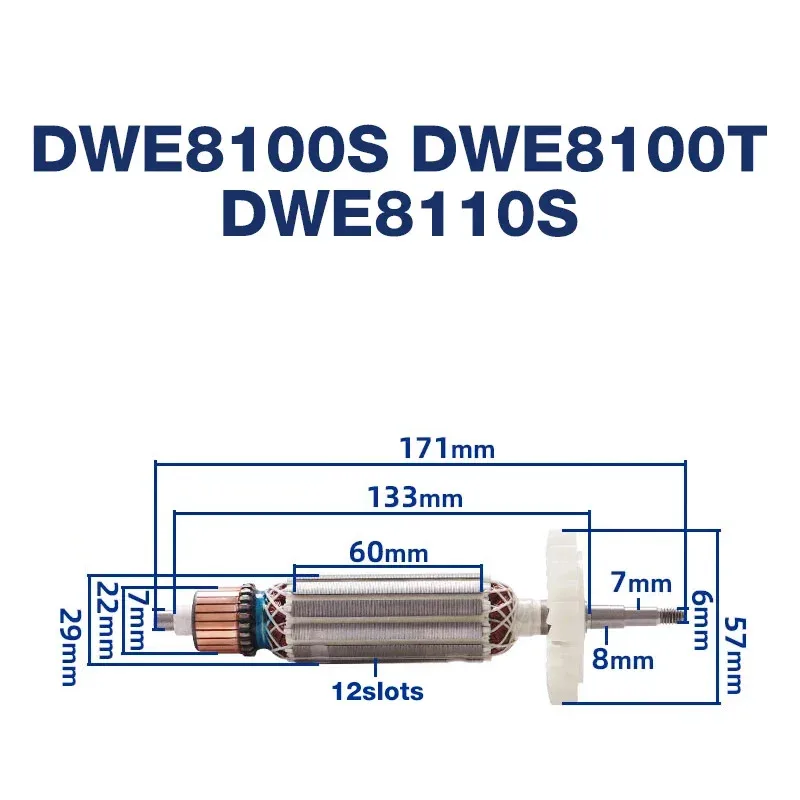 

AC220-240V запасные части ротора якоря для Dewalt DWE8100S DWE8100T DWE8110S угловая шлифовальная машина электроинструменты якорные аксессуары