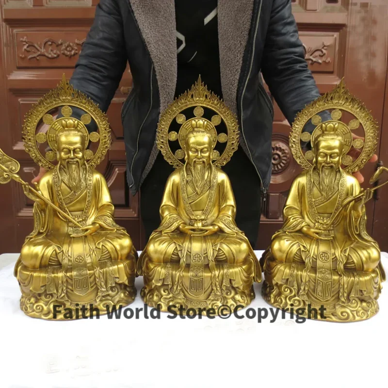 A set 3P Taoist Buddhism HOME Shrine efficacious protection SAN QING DAO ZU TAI SHANG LAO JUN Lord Lao God statue 51CM large