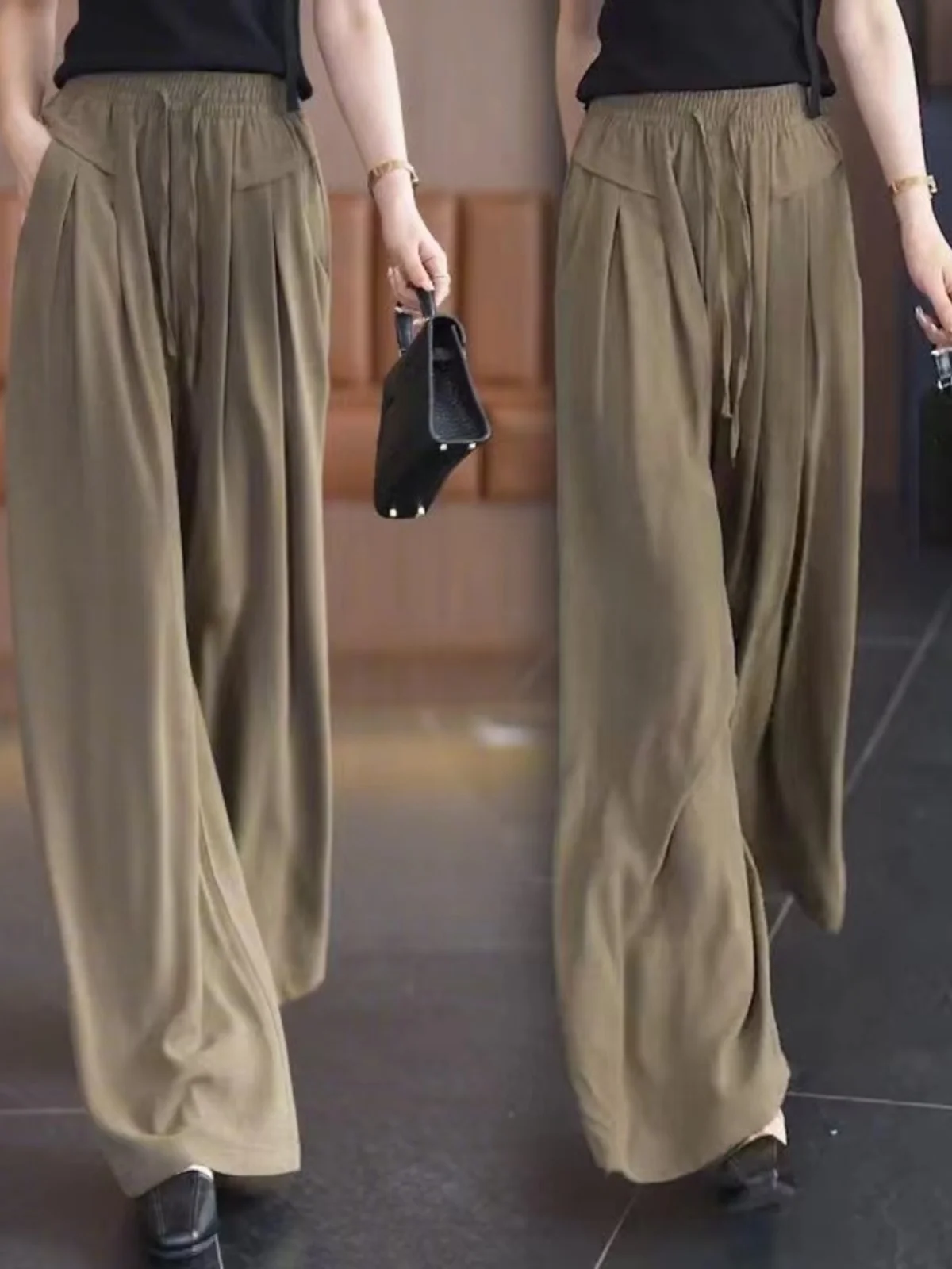 

Laid-back Wide Leg Draped Skirt Pants Women's plus Size Long Trousers Summer New Arrival Loose Fit Pants Casual Style