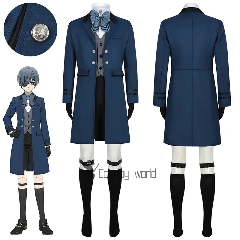 

Костюм для косплея Ciel Phantomhive, комплект униформы Ciel для косплея, костюмы Sieglinde Sullivan, куртка, жилет, брюки, костюм для вечеринки, шоу