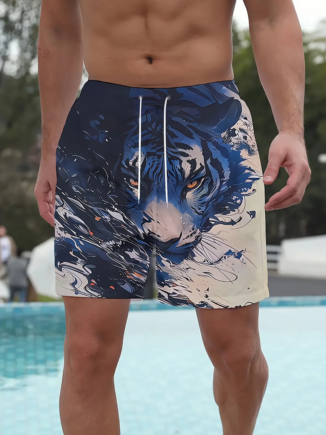 

Модные мужские шорты 2026 года с 3D-принтом «Белый тигр» в готическом стиле для уличной носки, повседневные, с текстурой, для активного отдыха