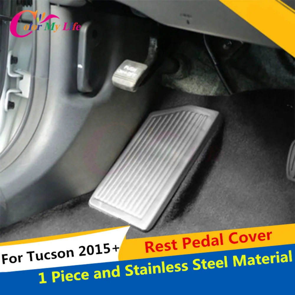 Stainless Steel Rest Pedal Protection Trim Decorat Cover Sticker For Hyundai New Tucson LHD 2015-2018 Dead Car Pedals