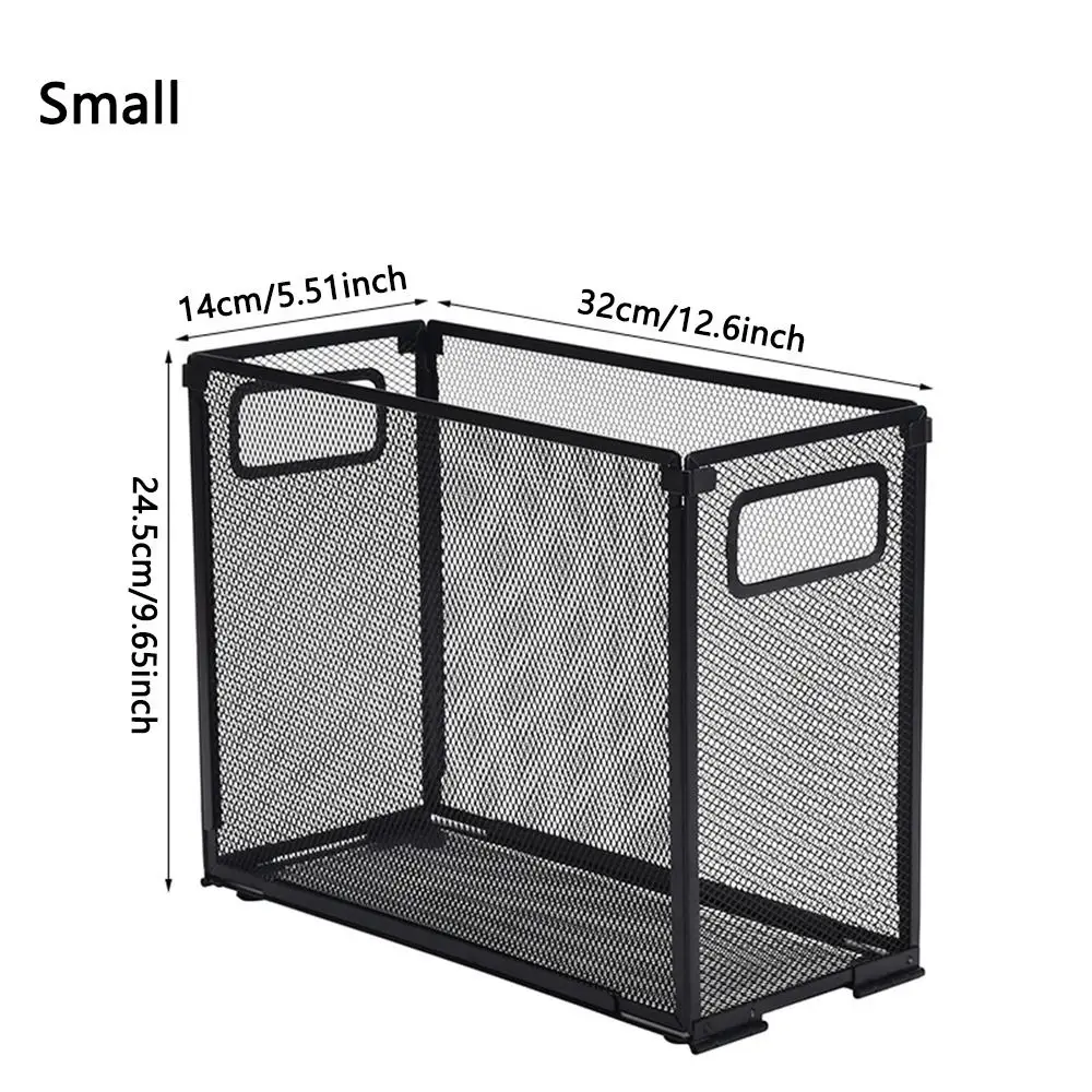 Mesh Metal Hanging File Folder Organizer Portable Foldable Detachable Office Filing Crate Black Antislip Document Tray Desktop