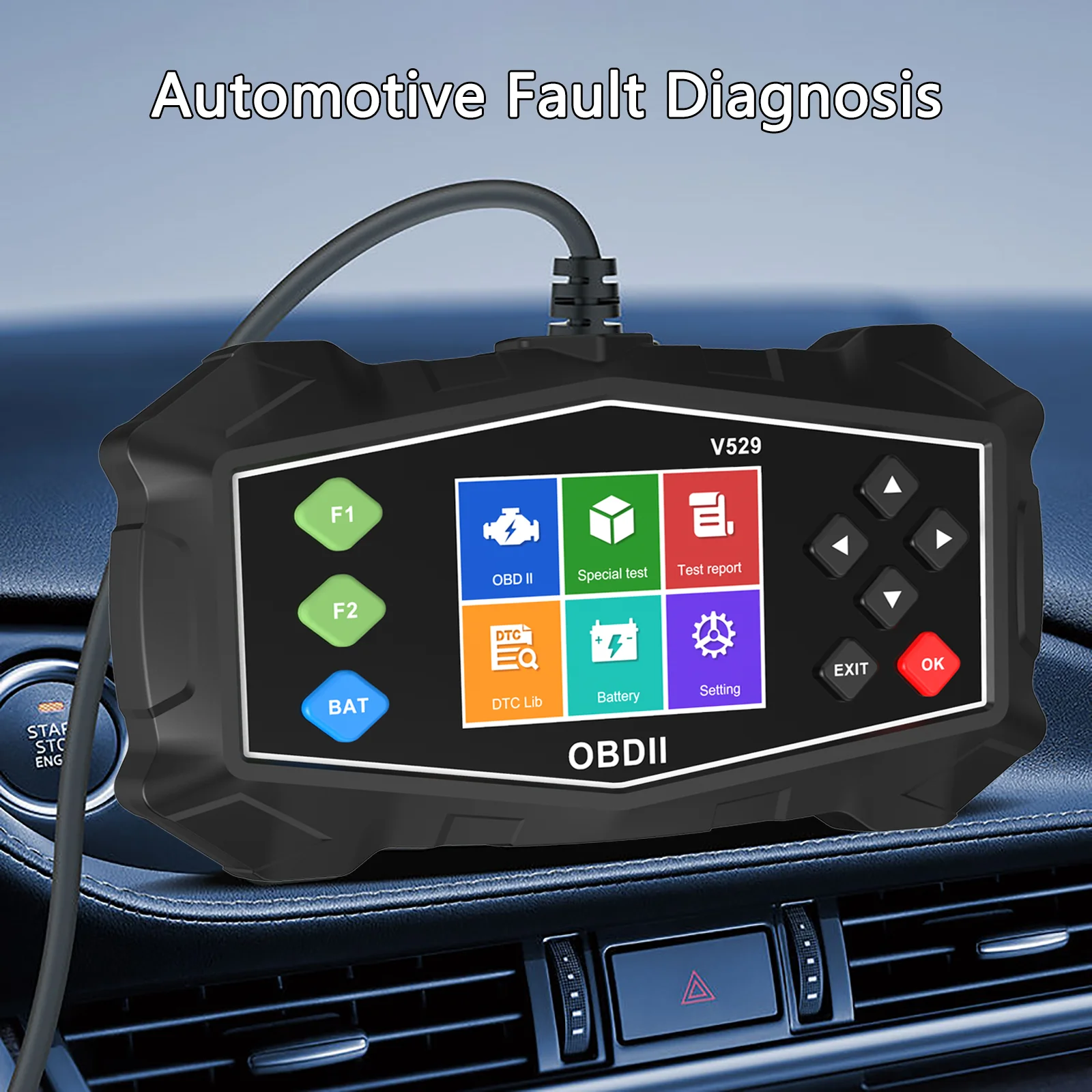 

Многоязычный V529 небольшой планшетный инструмент для диагностики неисправностей, считыватель чистых кодов неисправностей, проверка света пропускания неисправностей двигателя/тестер отложения карбона